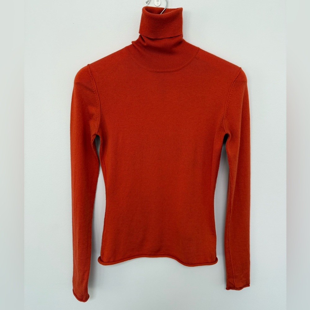 Burberry Brick Red Orange Turtleneck Sweater